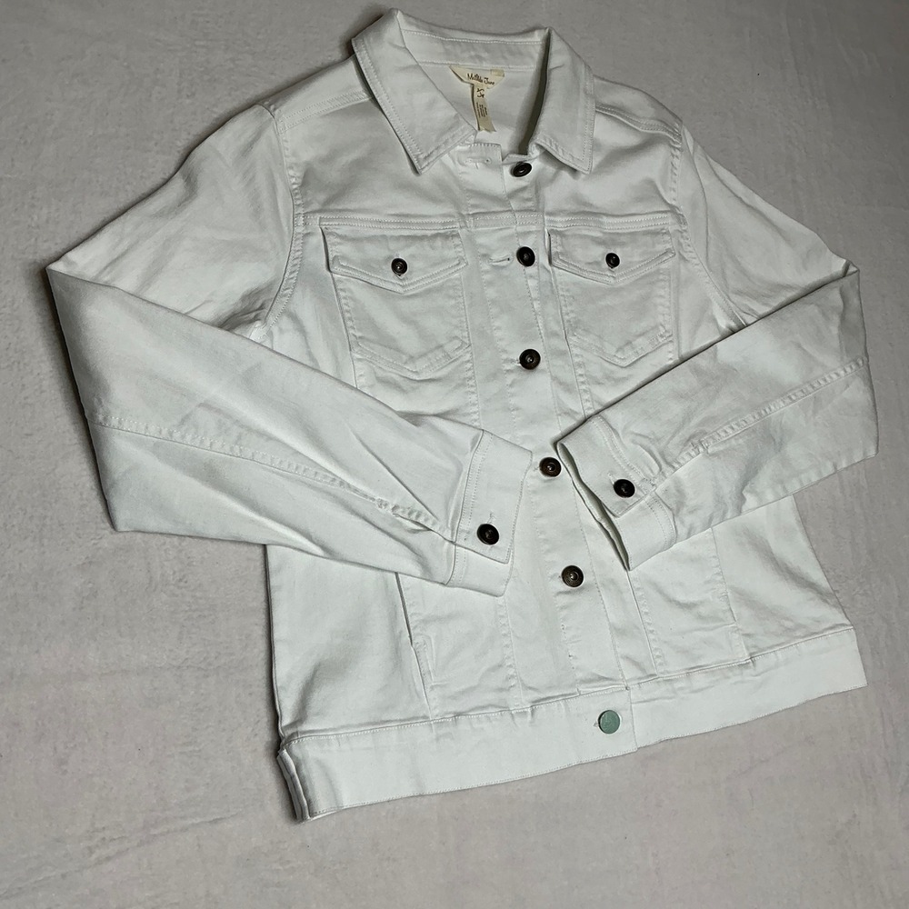 Matilda Jane White Denim Jean Jacket Womens Classic Button‎ Up Large